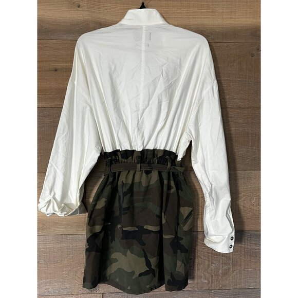 RTA NICCOLA COMBO DRESS WHITE/ CAMO SIZE M - Picture 11 of 14